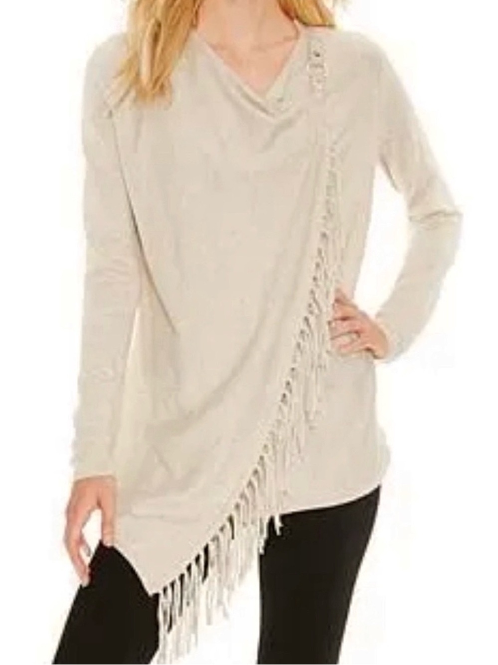 INC Brand fringed wrap sweater